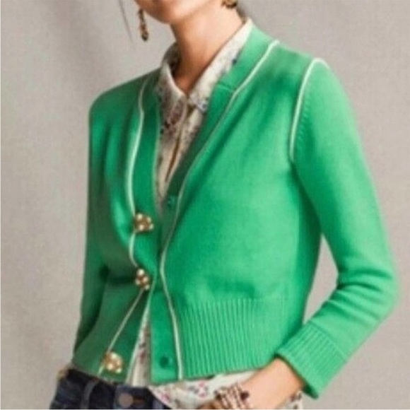 CAbi Jeweled Buttons Burst of Mint Wallis Cardigan Sweater in Julep (Green) M - Picture 3 of 16